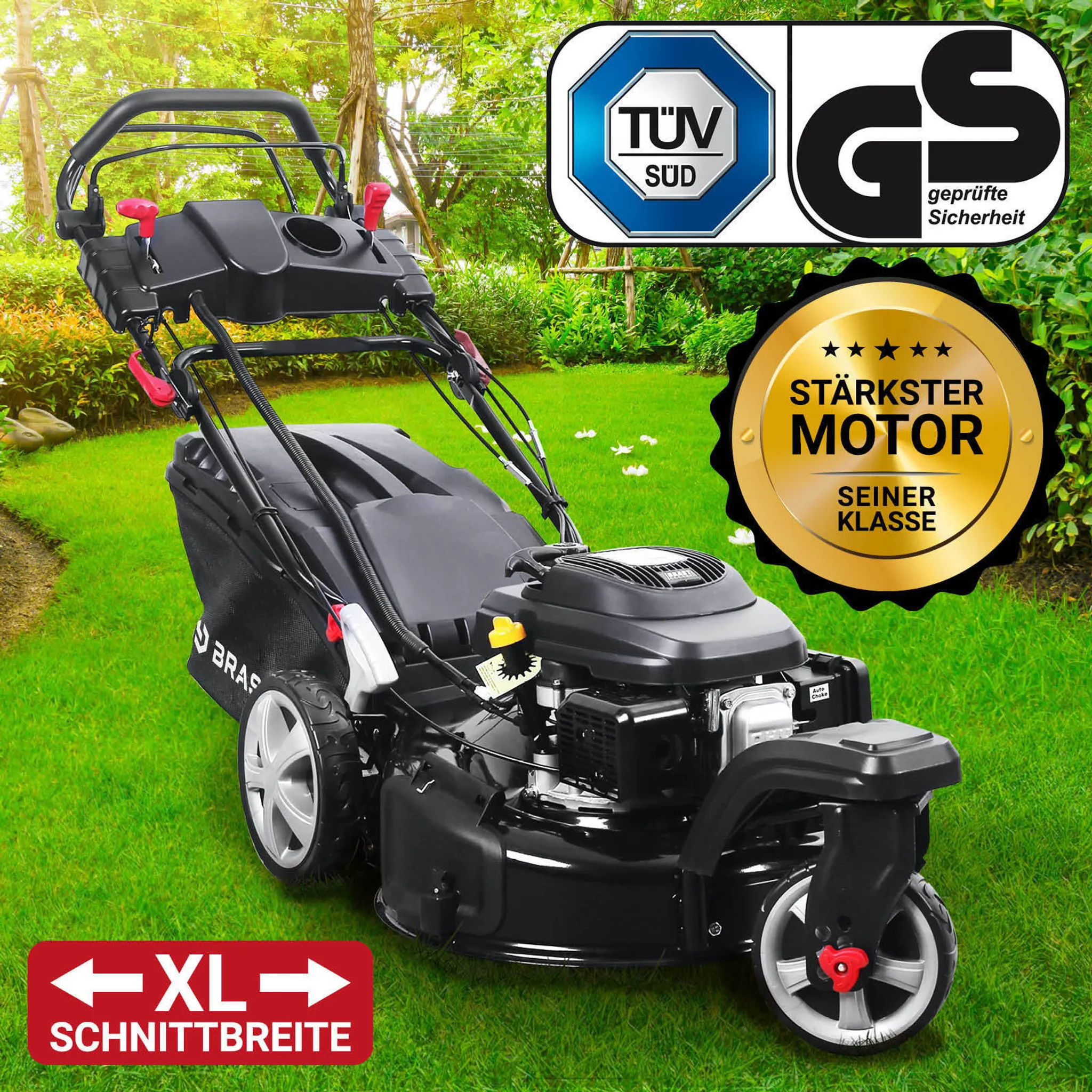 BRAST Benzin Rasenmäher 21224 Trike ESTART SPEED