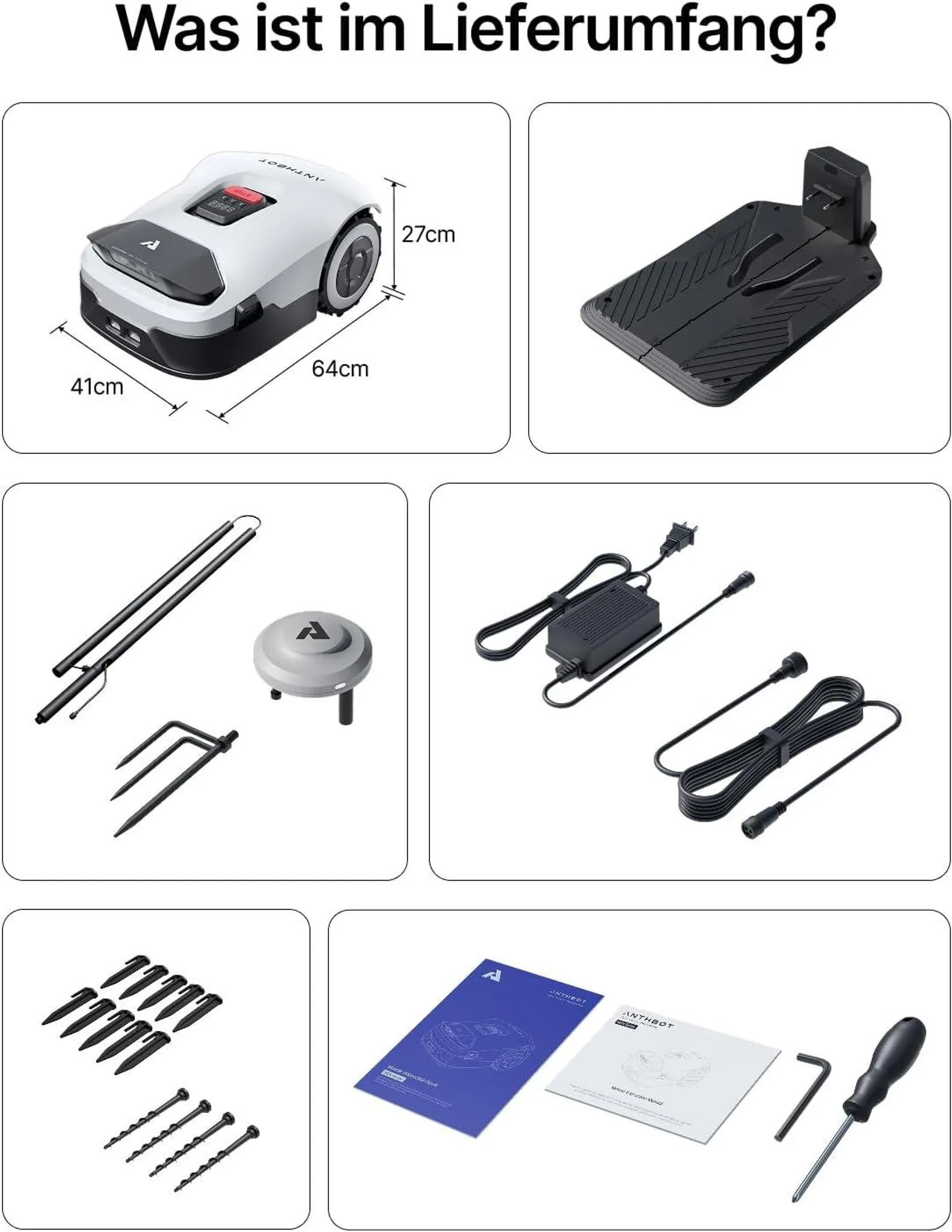 ANTHBOT Genie 600 RTK Mähroboter + 15 Messer – für 900m² ohne Draht – Quad-Vision KI, Kantenmähen, Mulchfunktion, 58dB – Bild 9