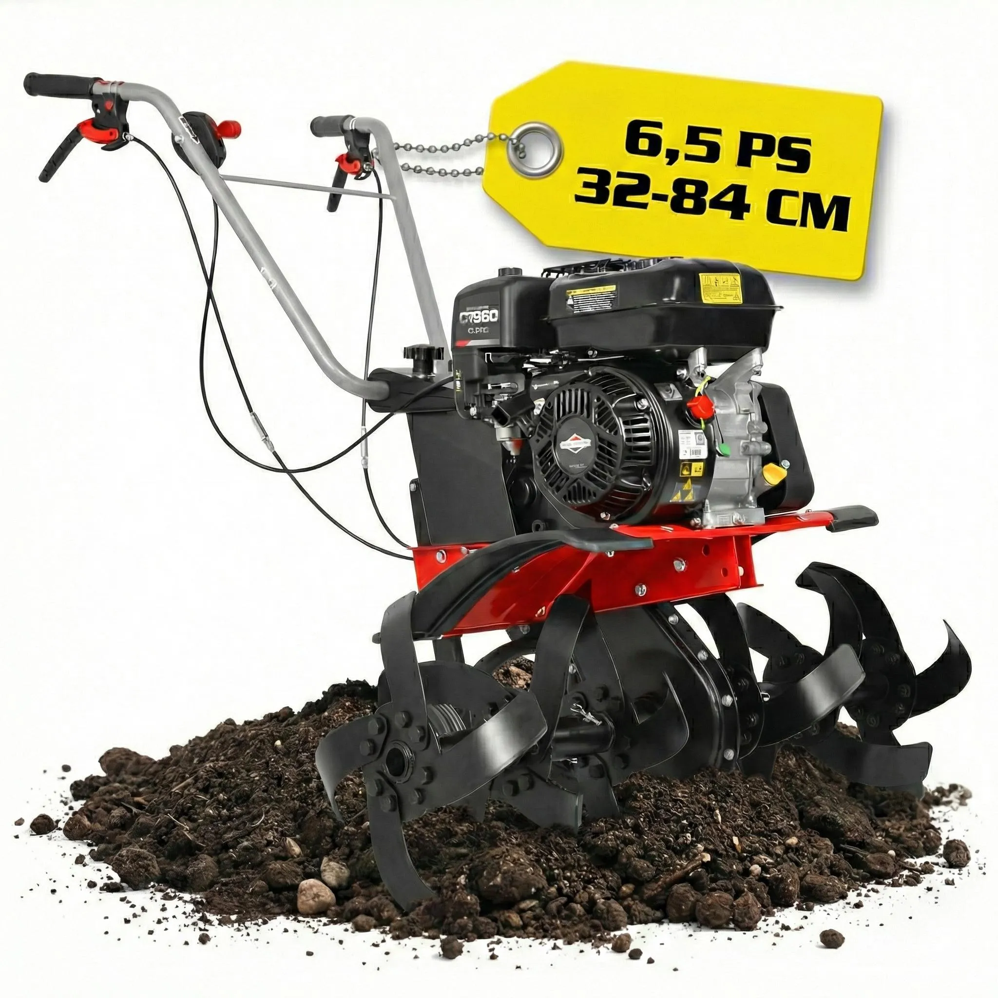 HECHT 790 BS Motorhacke Benzin | 32-84 cm Arbeitsbreite | 32 cm Arbeitstiefe | 6,5 PS | 208 cm³ | Briggs & Stratton