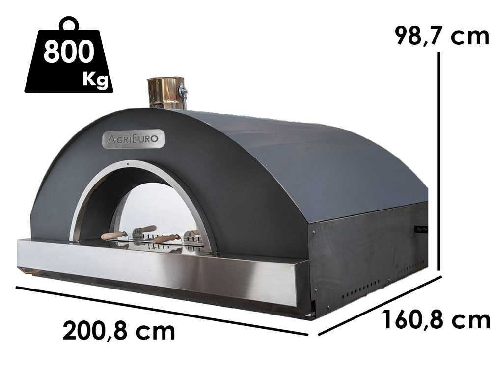 AgriEuro inox F00100 - Industrieller Holzbackofen - 220x160x98 cm