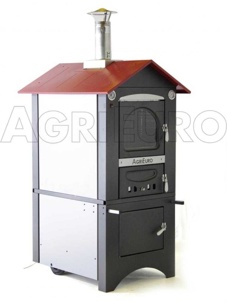AgriEuro Medius 80 EXT - Holzbackofen - mit Lüftungssystem und rotem Dach