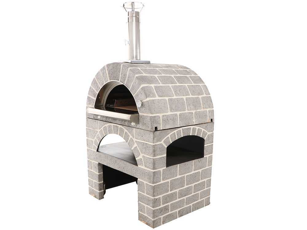 AgriEuro PULCINELLA STONE - Holzbackofen für den Außenbereich - grau - 80X60 - 4 Pizzen – Bild 3