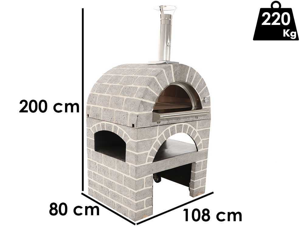 AgriEuro PULCINELLA STONE - Holzbackofen für den Außenbereich - grau - 80X60 - 4 Pizzen