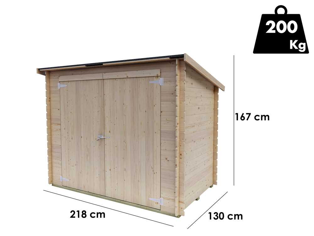 Alce Eureka 218x130 – Gerätehaus aus Holz – Pultdach – 218x130x167 cm – Bild 3