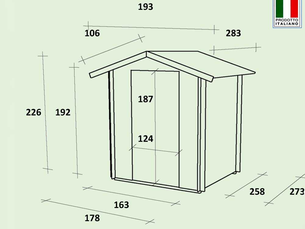 Alce Fiamma 178x273 – Gerätehaus aus Holz – 178x273x226 cm – Bild 4
