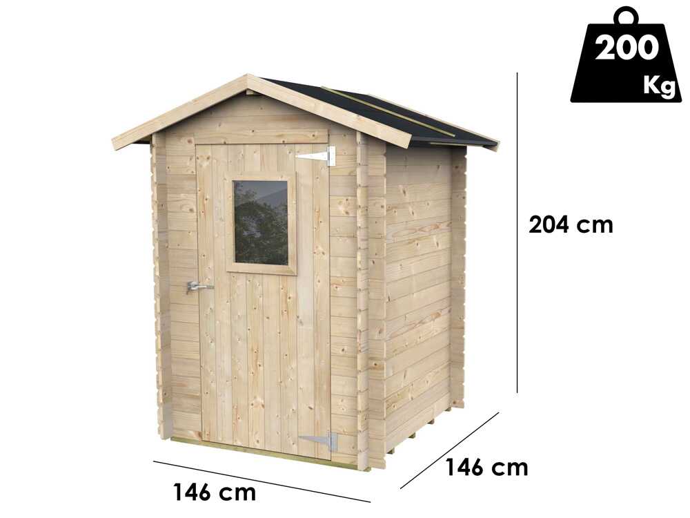 Alce Hobby 146x146 – Gerätehaus aus Holz – Mit Frontfenster – 146x146x204 cm – Bild 3
