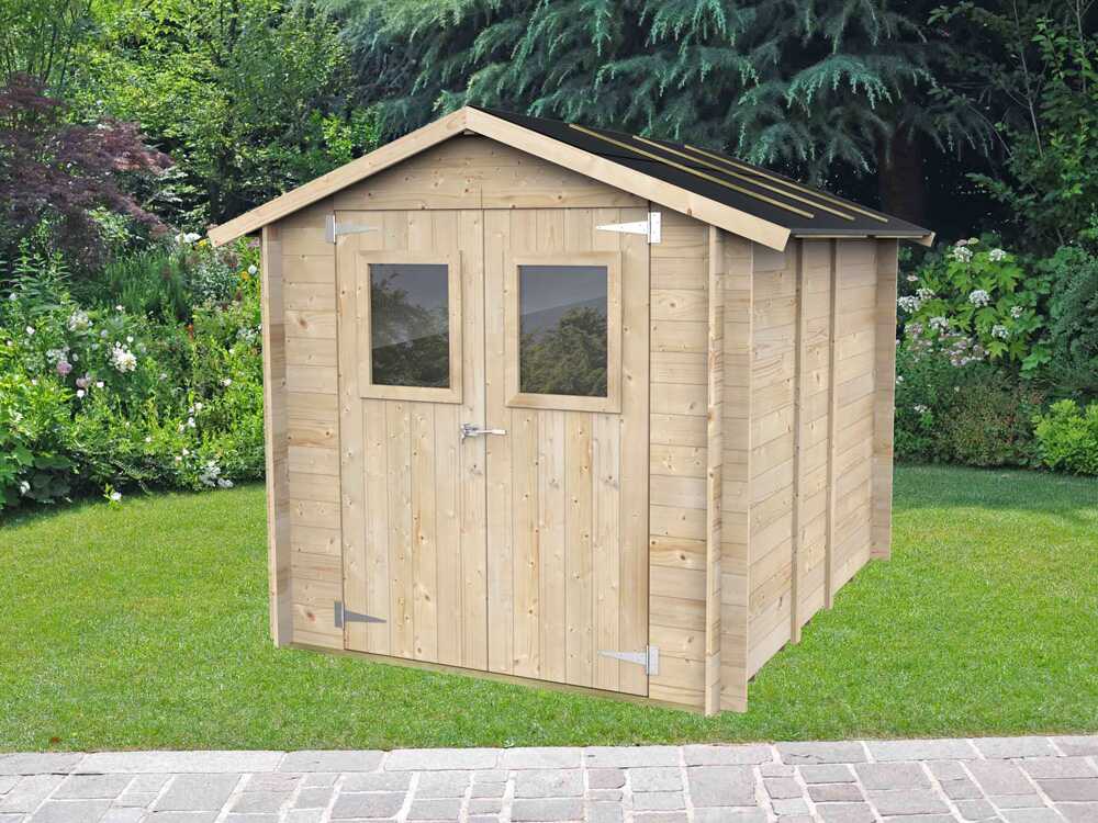 Alce Hobby 198x248 – Gerätehaus aus Holz – Mit Fenstern und Doppelflügeltür – 198x248x215 cm