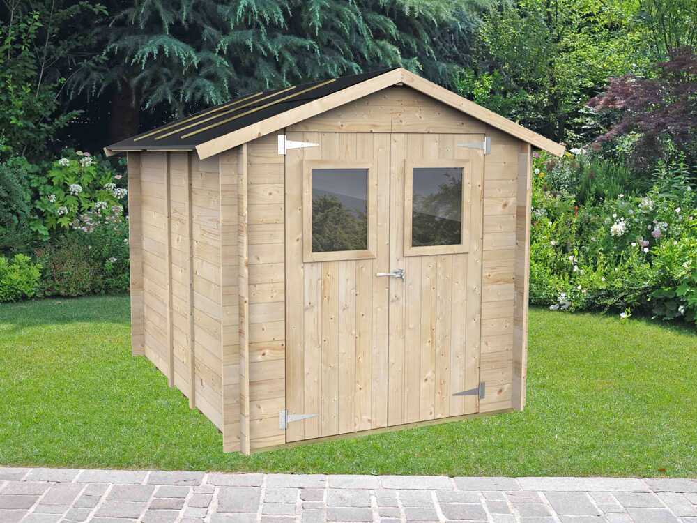 Alce Hobby 198x248 – Gerätehaus aus Holz – Mit Fenstern und Doppelflügeltür – 198x248x215 cm – Bild 2