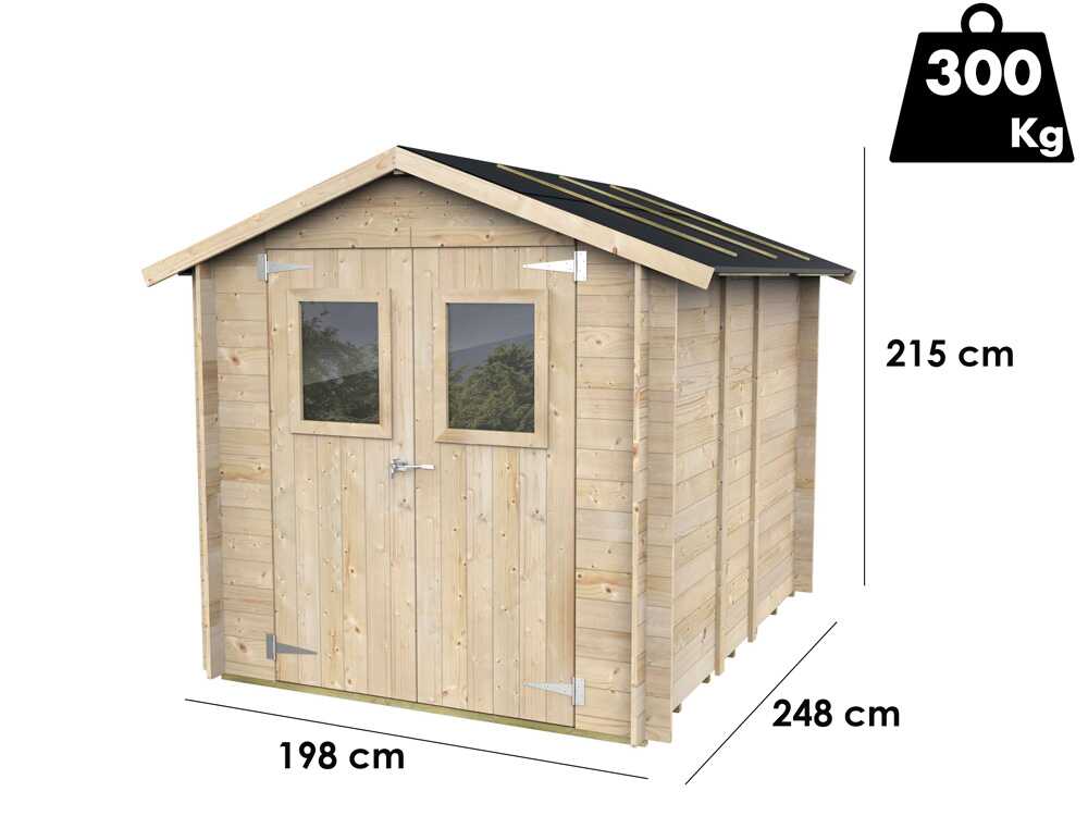 Alce Hobby 198x248 – Gerätehaus aus Holz – Mit Fenstern und Doppelflügeltür – 198x248x215 cm – Bild 3