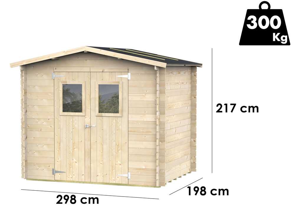 Alce Hobby 248x198 – Gartenhaus aus Holz – Mit Fenstern und Doppelflügeltür – 248x198x217 cm – Bild 3