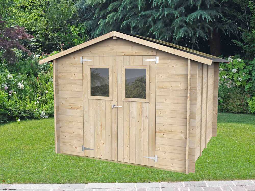 Alce Hobby 248x248 – Gartenhaus aus Holz – Mit Fenstern und Doppelflügeltür – 248x248x217 cm – Bild 2