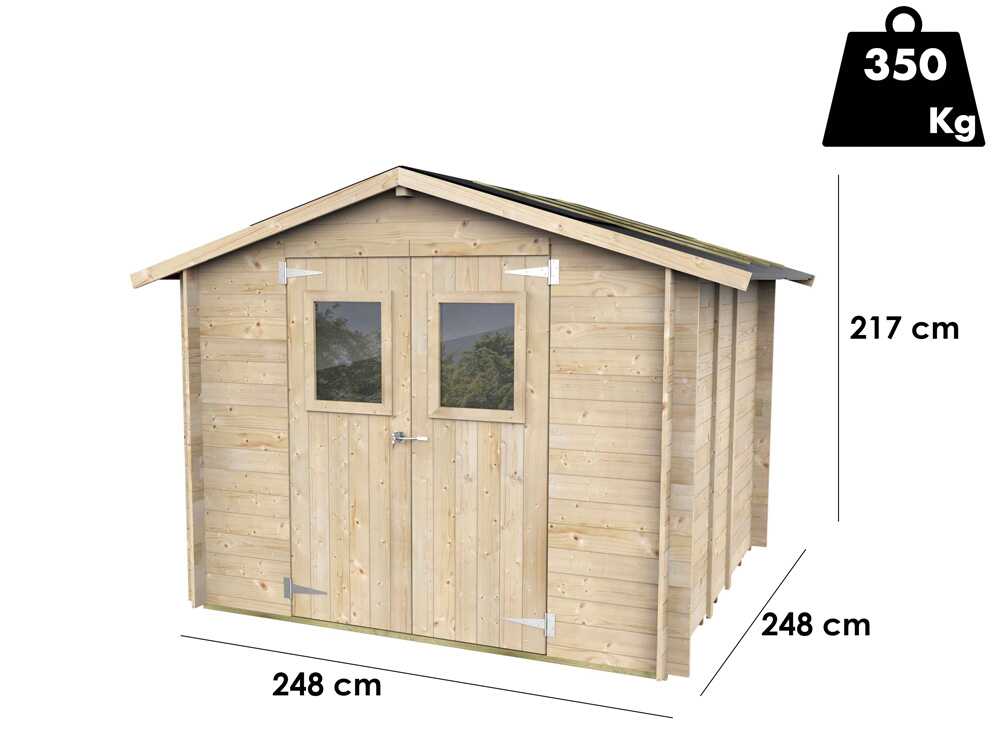 Alce Hobby 248x248 – Gartenhaus aus Holz – Mit Fenstern und Doppelflügeltür – 248x248x217 cm – Bild 3
