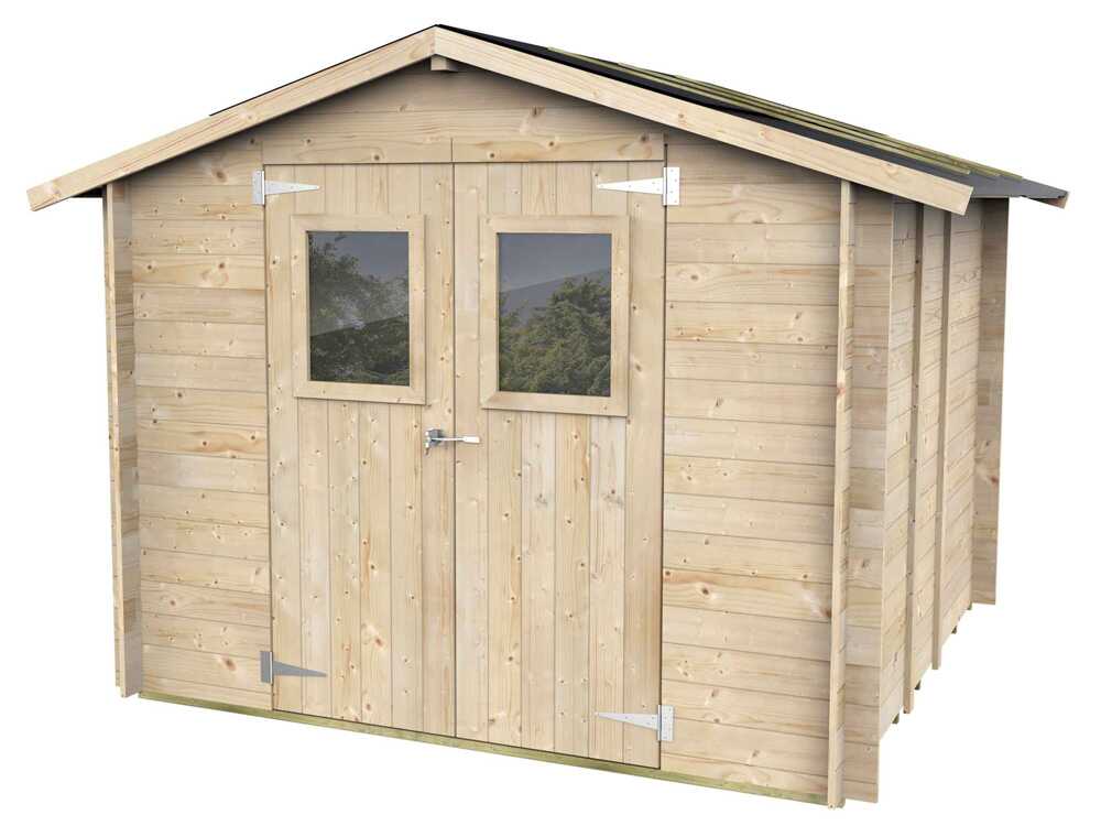 Alce Hobby 248x248 – Gartenhaus aus Holz – Mit Fenstern und Doppelflügeltür – 248x248x217 cm – Bild 4