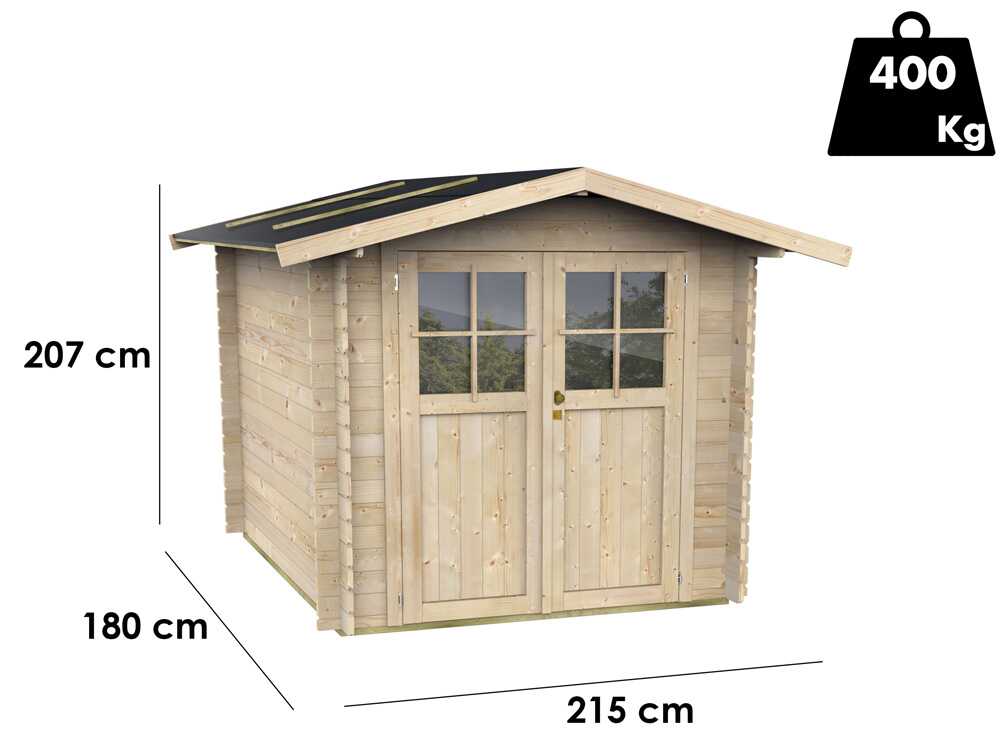 Alce Opera 215x180 – Gerätehaus aus Holz – Mit Fenstern und Doppelflügeltür – 215x180x207 cm – Bild 3