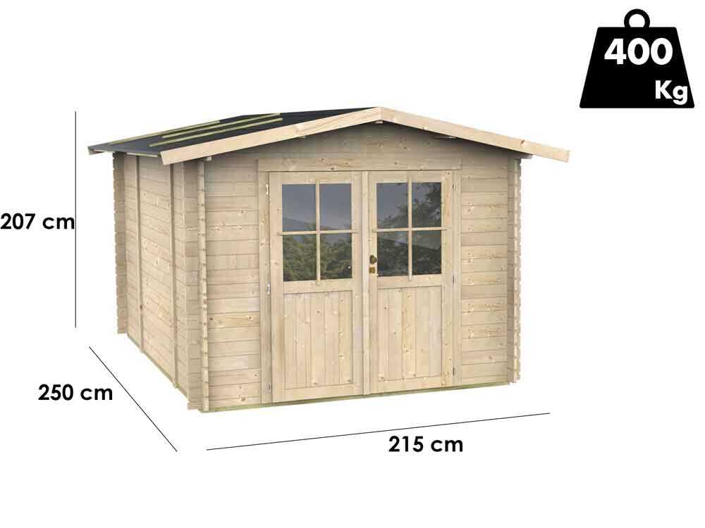 Alce Opera 215x250 – Gerätehaus aus Holz – Mit Fenstern und Doppelflügeltür – 215x250x207 cm – Bild 4