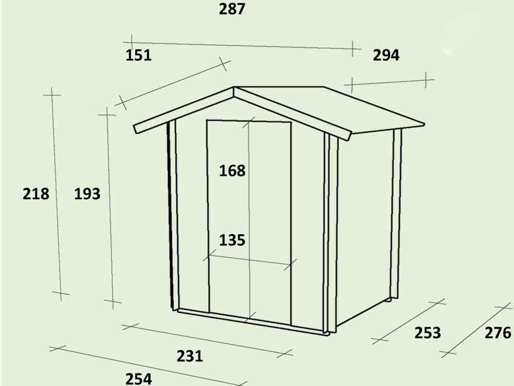 Alce Opera 254x276 – Gerätehaus aus Holz – Mit Fenstern und Doppelflügeltür – 254x276x218 cm – Bild 3