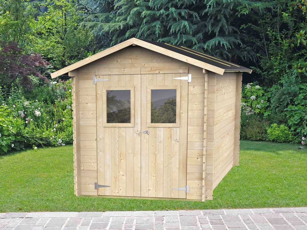 Alce Roby 198x198 – Gartenhaus aus Holz – Mit Fenstern und Doppelflügeltür – 198x198x215 cm