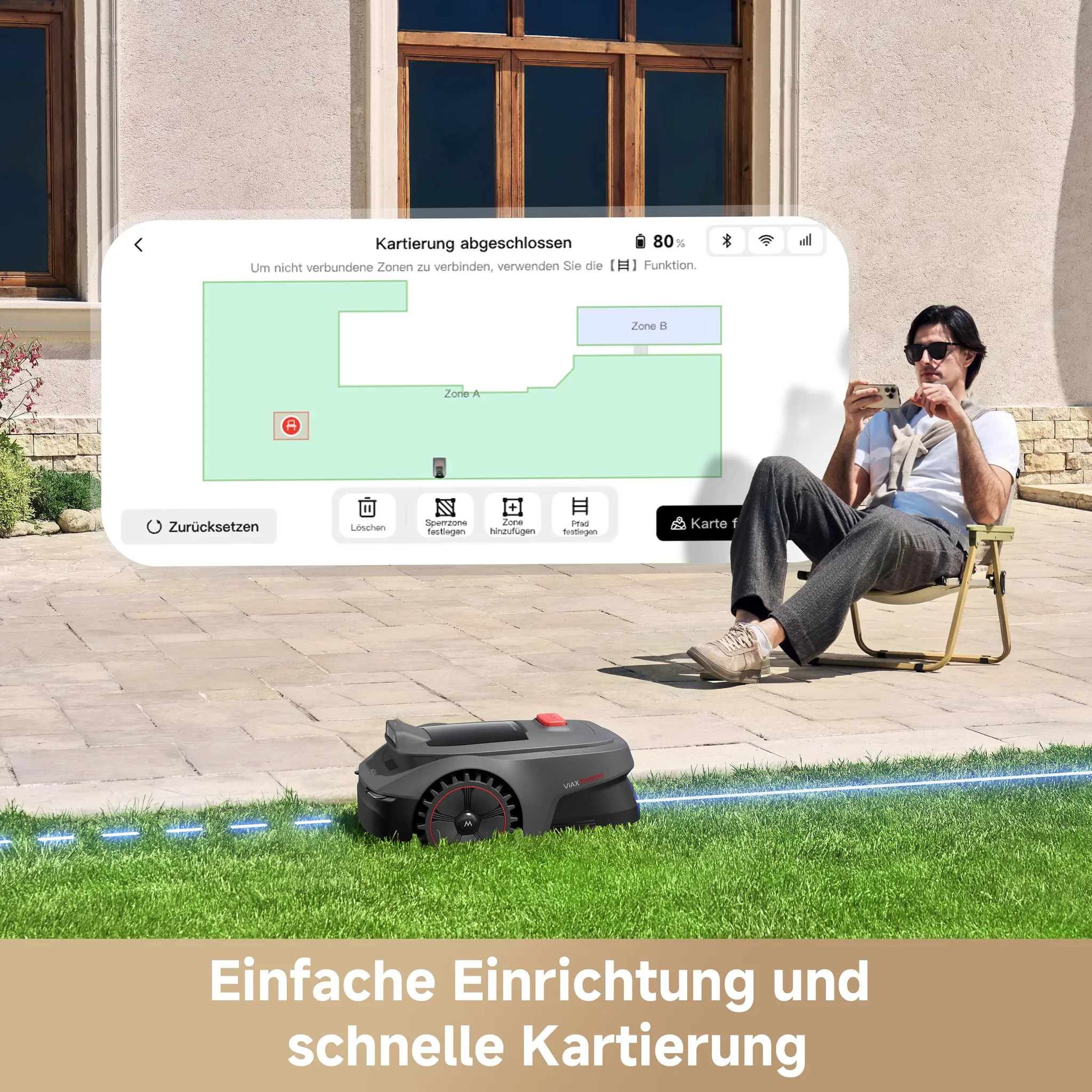 MOVA ViAX 250 Mähroboter – 250 m², UltraEyes™ KI-Dual-Vision, U-Bahnplanung, Dual-Map, Hindernisvermeidung, App-Steuerung, 50min Akkulaufzeit – Bild 5