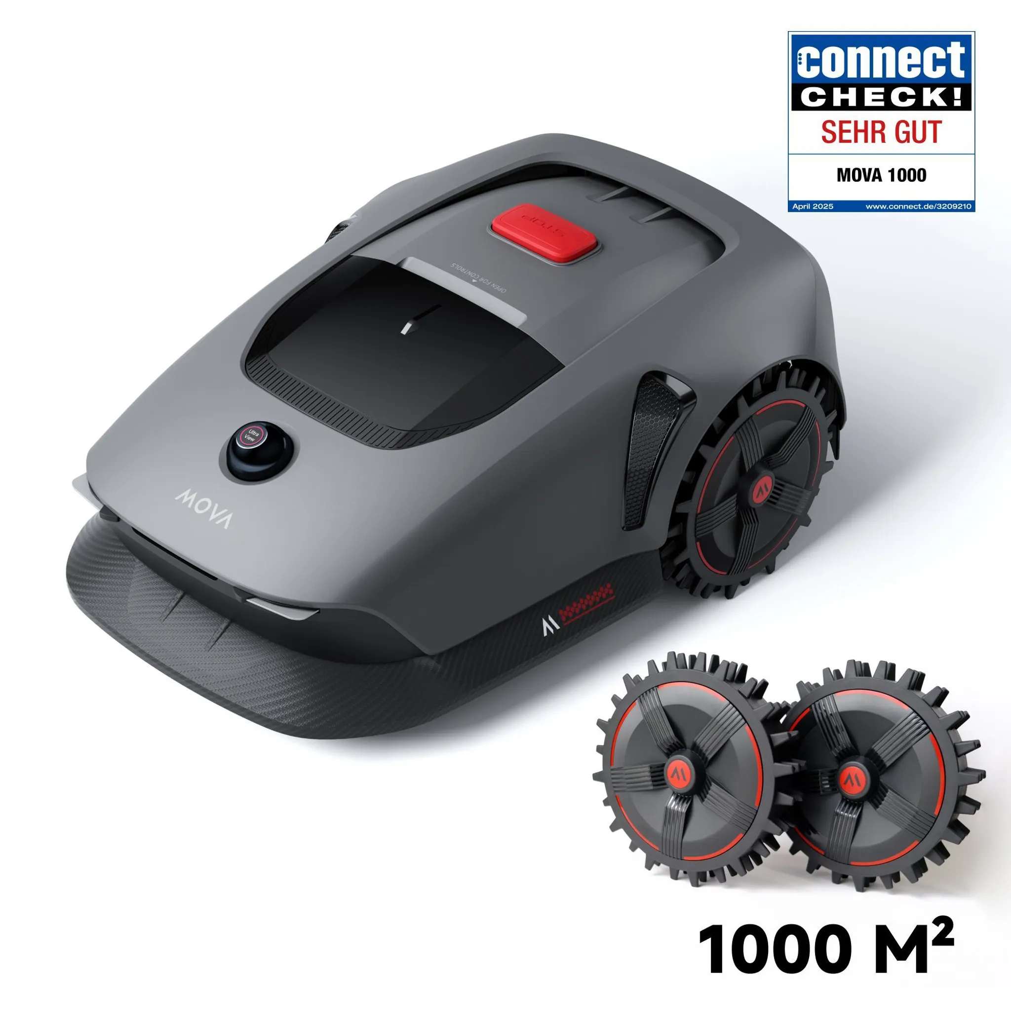 MOVA 1000 Mähroboter mit Geländereifen, 1000㎡ Kartierung, App-Steuerung