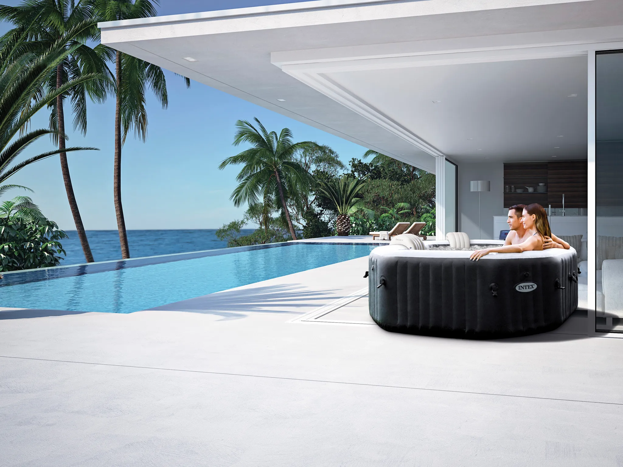 INTEX 28462 - Whirlpool - PureSPA Jet + Bubble Deluxe (octagon,onyx black, Ø218 außen/Ø168cm innen) – Bild 4