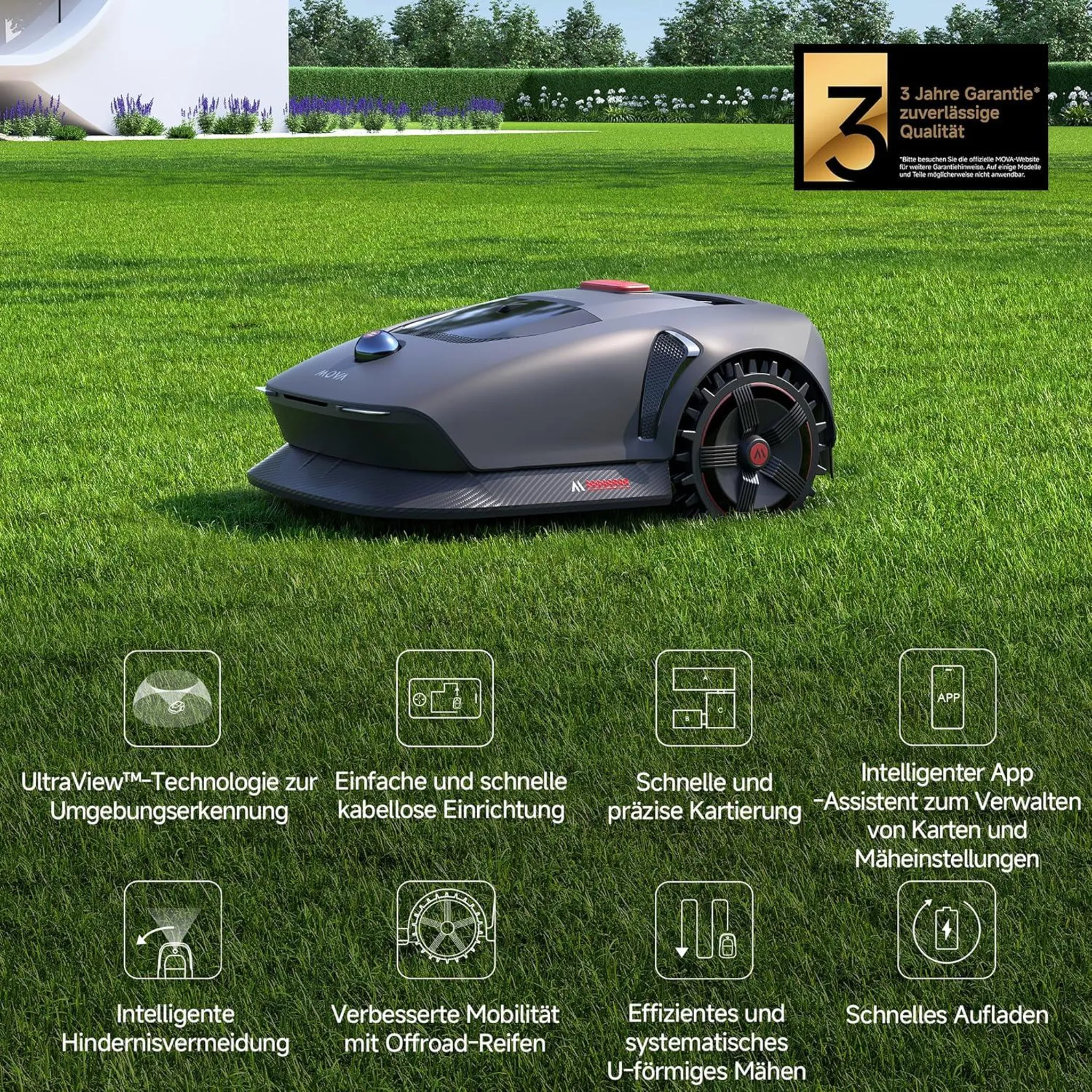MOVA 1000 Robot tondeuse – UltraView™ jusqu’à 1000 m², évitement intelligent, station sans fil, idéal grandes surfaces – Bild 6