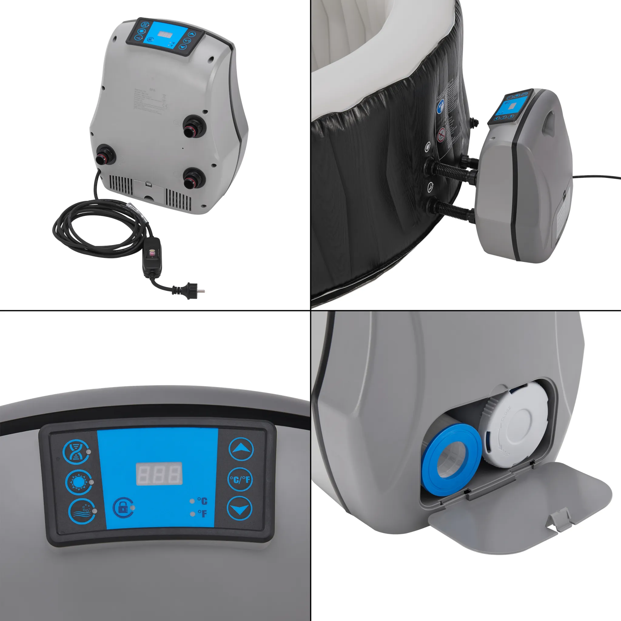 Outdoor Whirlpool aufblasbar ‘Carbone’ für 3 Personen beheizt 165 x 70 cm Schwarz – Bild 9