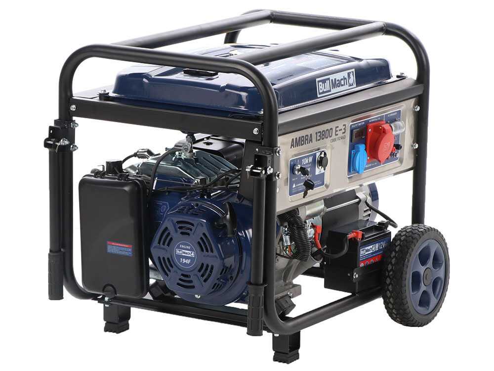 BullMach AMBRA 13800 E-3 - Benzin-Stromerzeuger auf Rädern mit AVR Max. Leistung 10 kW - 9 kW PRP - 400V + ATS