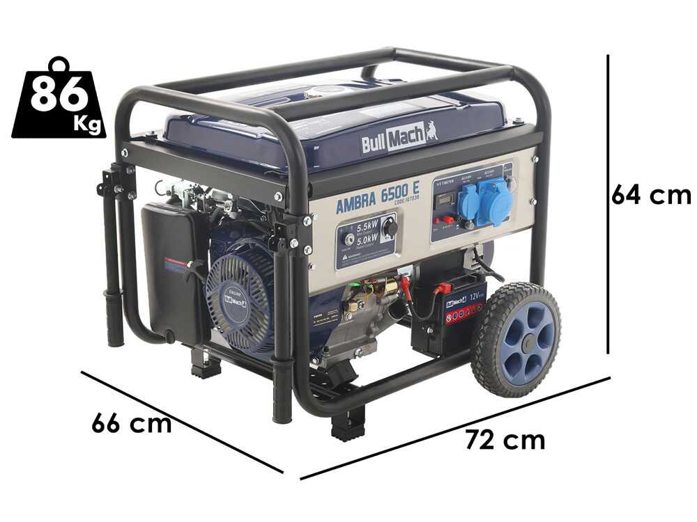 BullMach AMBRA 6500 E - Benzin Stromerzeuger auf Rädern mit AVR-Regelung 5.5 kW - Dauerleistung 5 kW - 230V