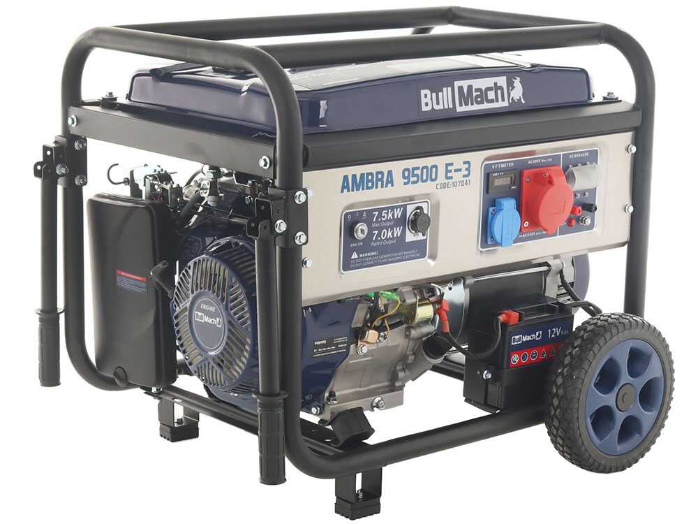 BullMach AMBRA 9500 E-3 - Benzin-Stromerzeuger auf Rädern mit AVR-System 7.5 kW - Dauerleistung 7 kW - 400V + ATS – Bild 4