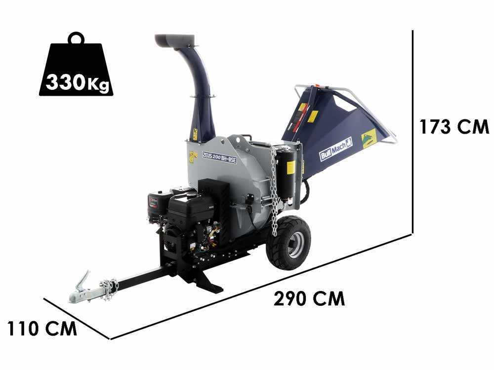 BullMach ZEUS 200 BH-BSE - Benzin Häcksler mit Anhängerkupplung - B&S XR2100 mit E-Starter