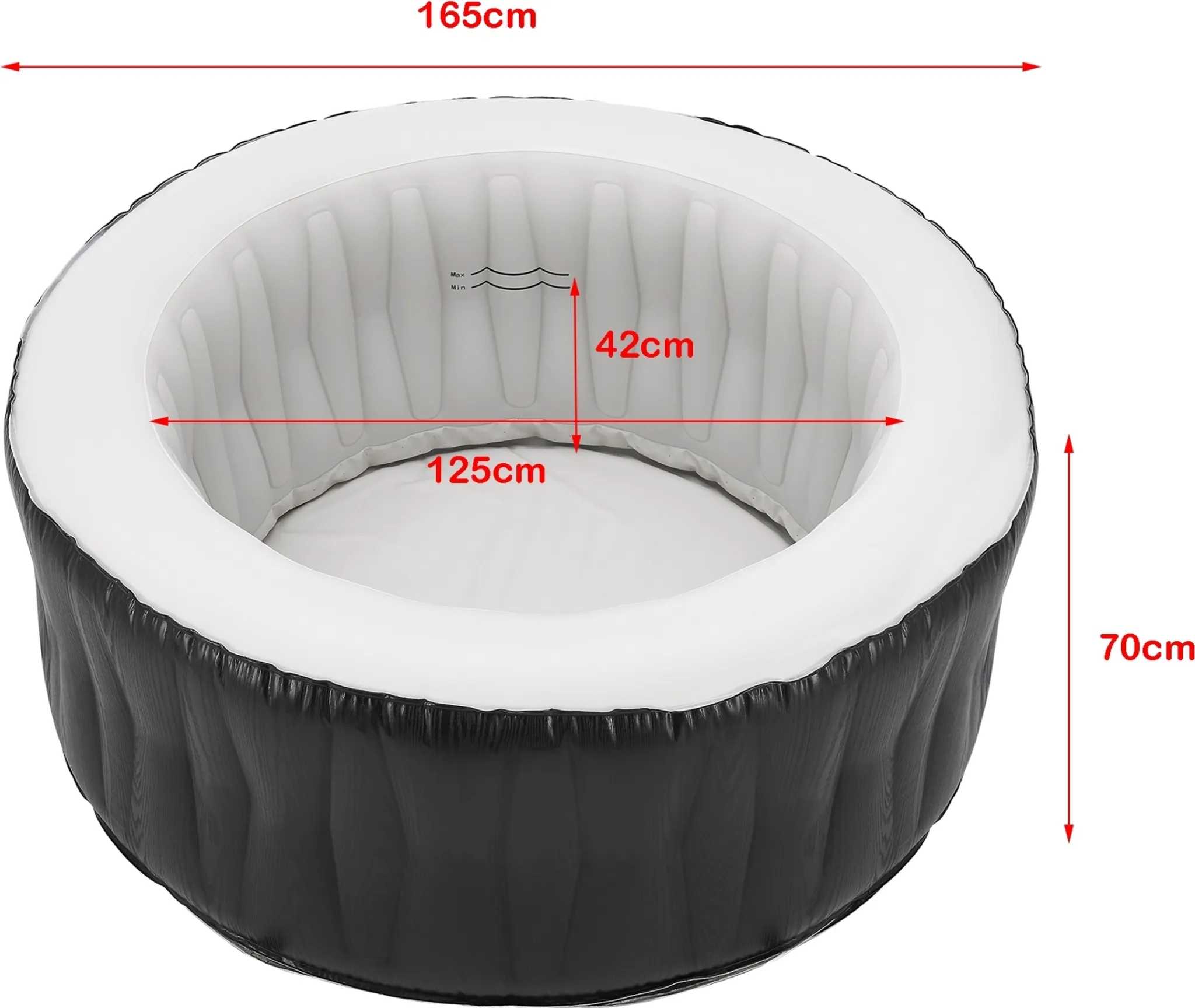 Outdoor Whirlpool aufblasbar ‘Carbone’ für 3 Personen beheizt 165 x 70 cm Schwarz – Bild 3