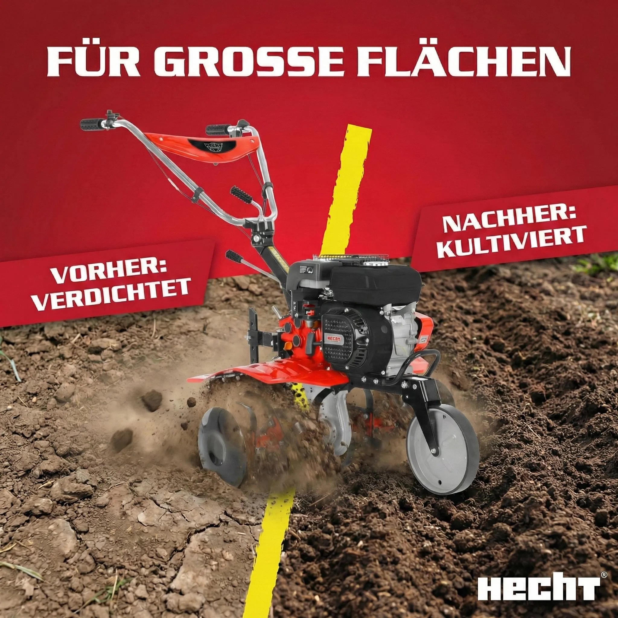 HECHT 796 Motorhacke Benzin | 80 cm Arbeitsbreite | 30 cm Arbeitstiefe | 6,12 PS | 208 cm³ | 24 Messer – Bild 6