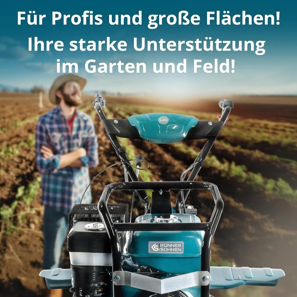 Könner & Söhnen KS 9HP-1350G-3 Benzin Bodenhacke mit Direktantrieb,gartenfräse, geschmiedete Säbelfräsen,3 Vorwärtsgänge, Rückwärtsgang, ≤134 cm – Bild 6