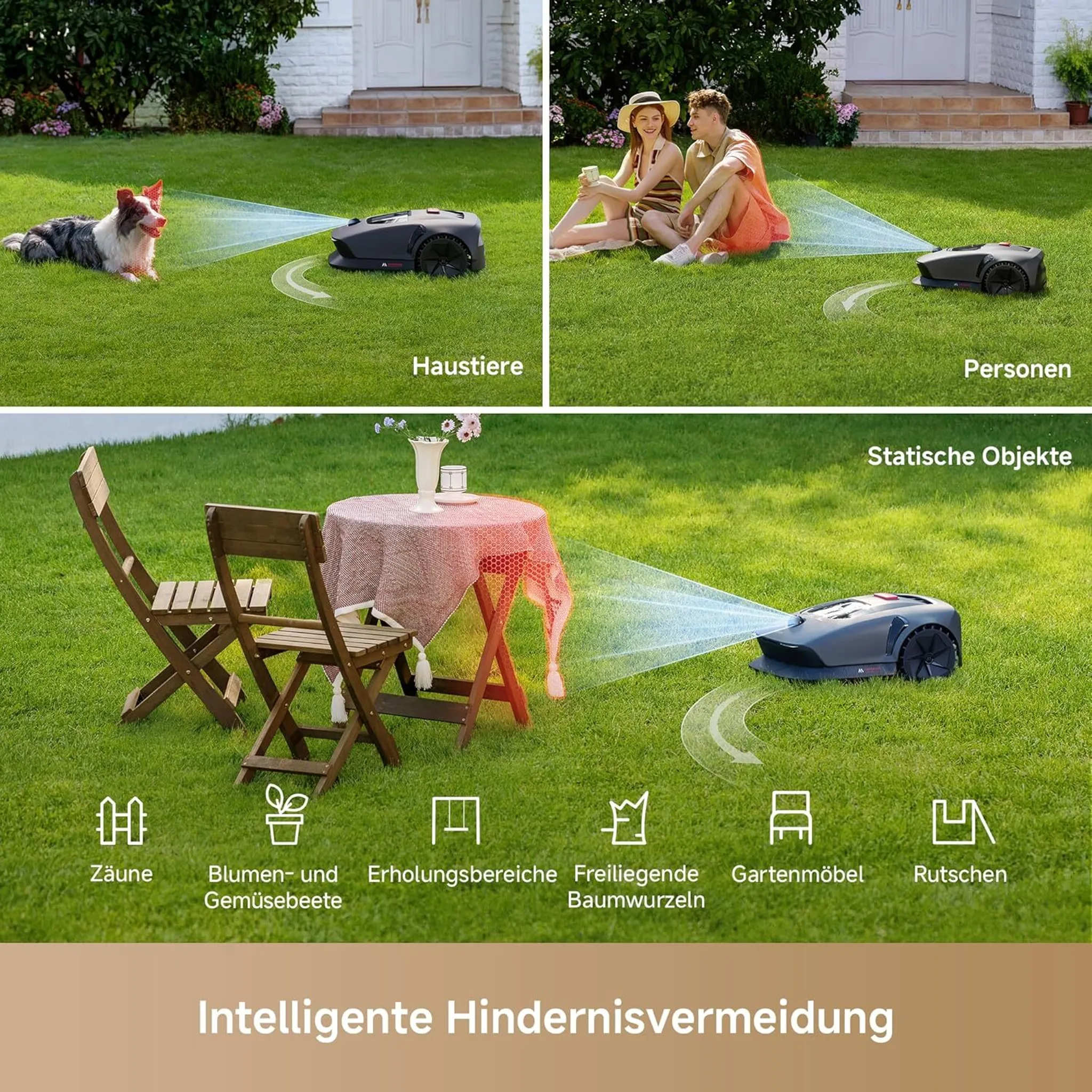 MOVA 600 Kit+Rasenmäher-Garage Combo, UltraView™ kabellose Einrichtung & genaue Kartierung bis 600 m², Smarte Hindernisvermeidung, Leiser Betrieb – Bild 4