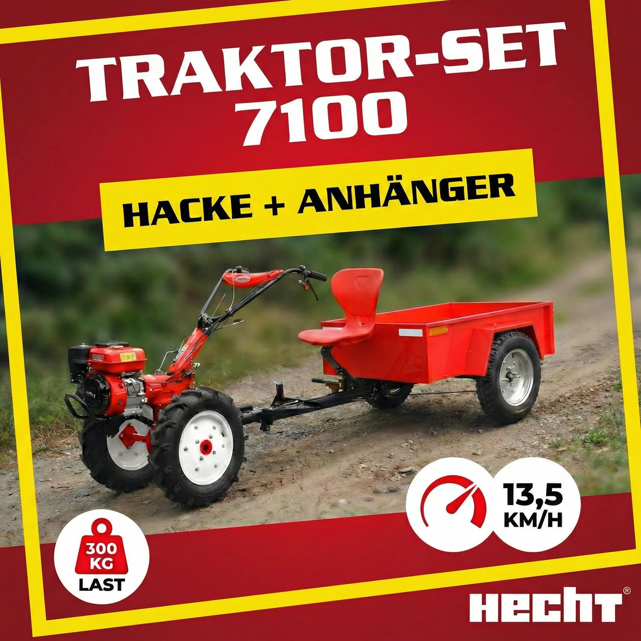HECHT 7100 Motorhacke Benzin | mit Anhänger | Kupplung | Räder | 104 cm Arbeisbtreite | 7 PS – Bild 4