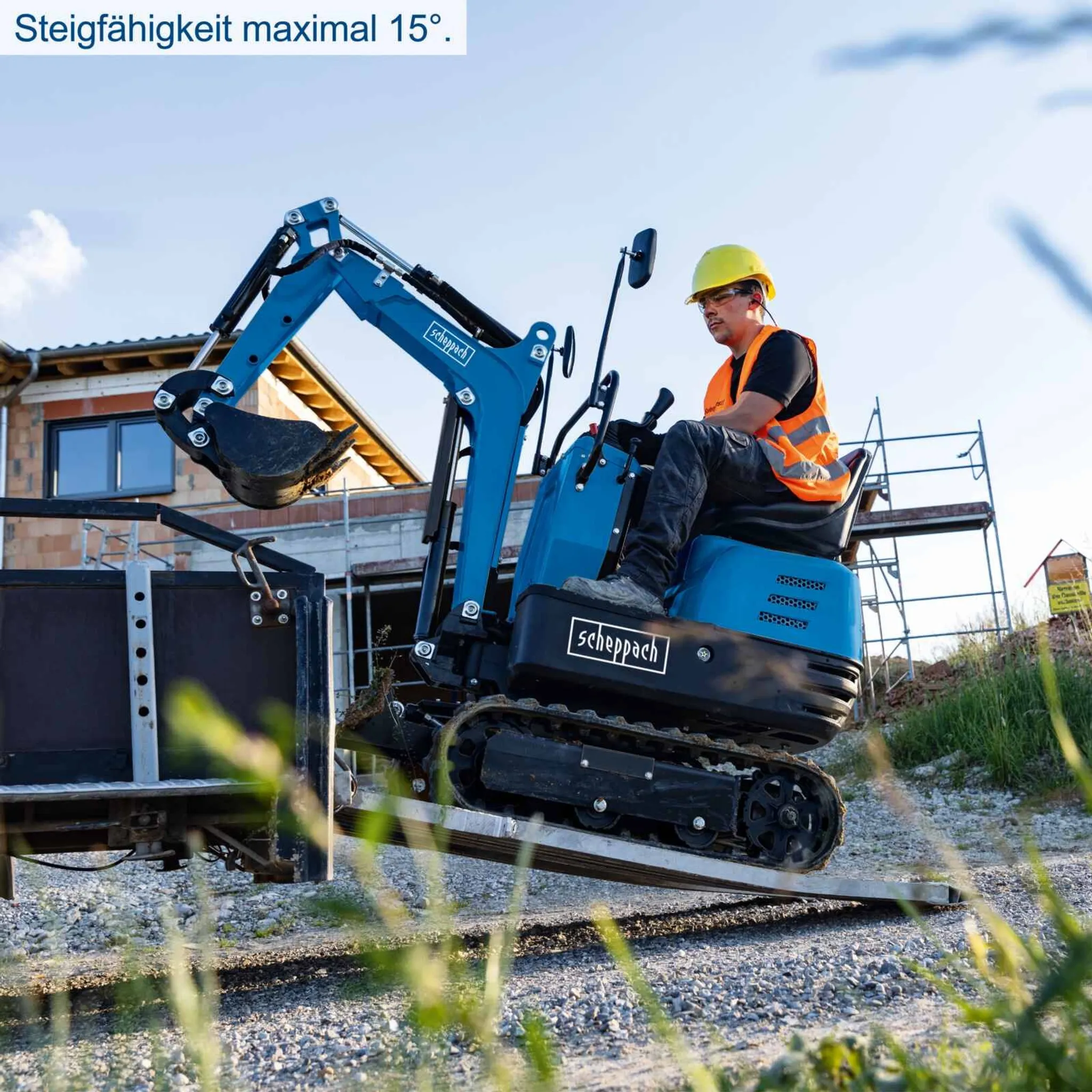 Benzin Mini-Bagger EXC815 Scheppach - 8,5PS | Grabtiefe 1200mm | Grabweite 2330mm | 690mm Spurbreite | Kettenantrieb E-Start Schaufel & Planierschild – Bild 9