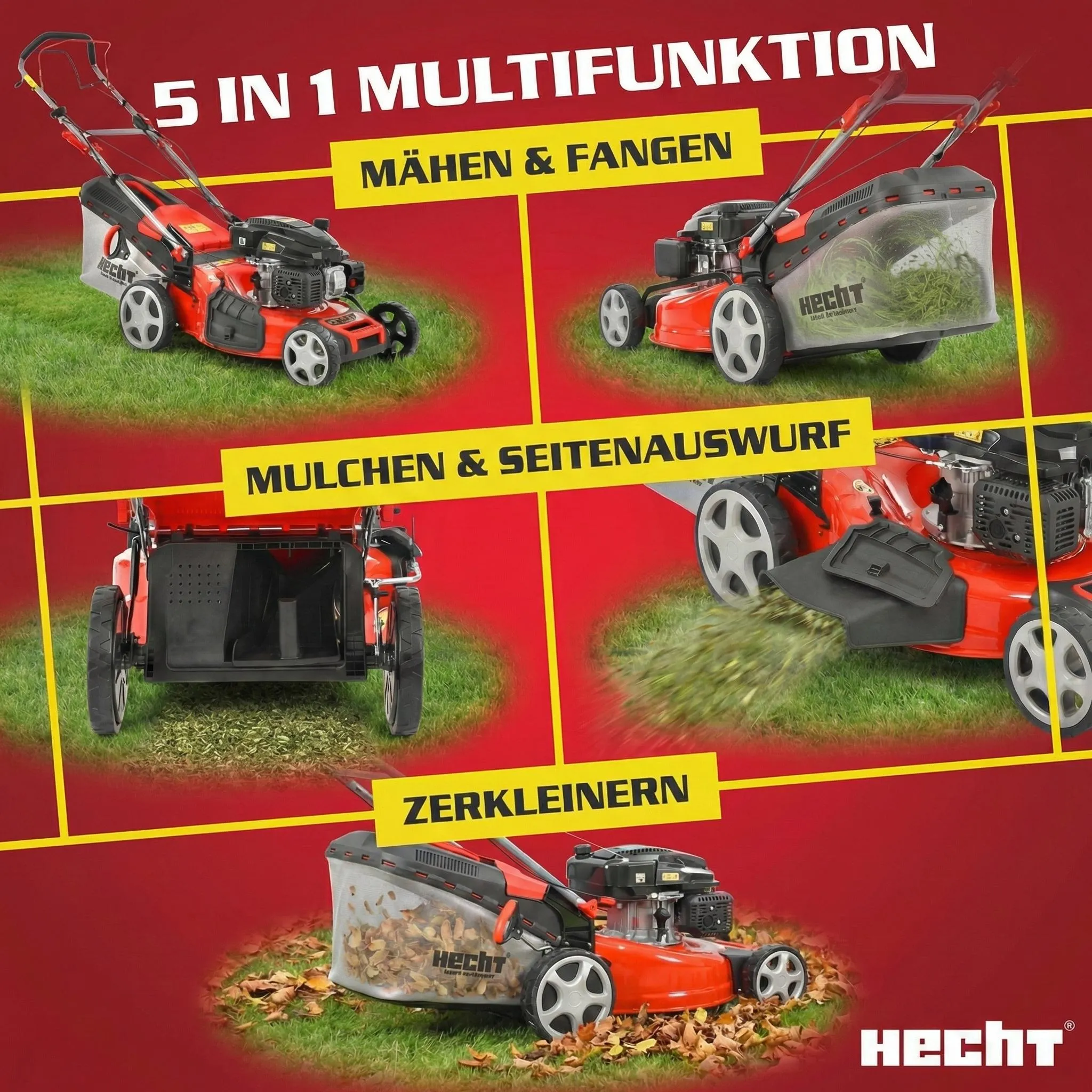 HECHT 554 SX Rasenmäher Benzin mit Antrieb | 53 cm Schnittbreite | 5in1 | 75L | 6 PS | Mulchkit – Bild 4