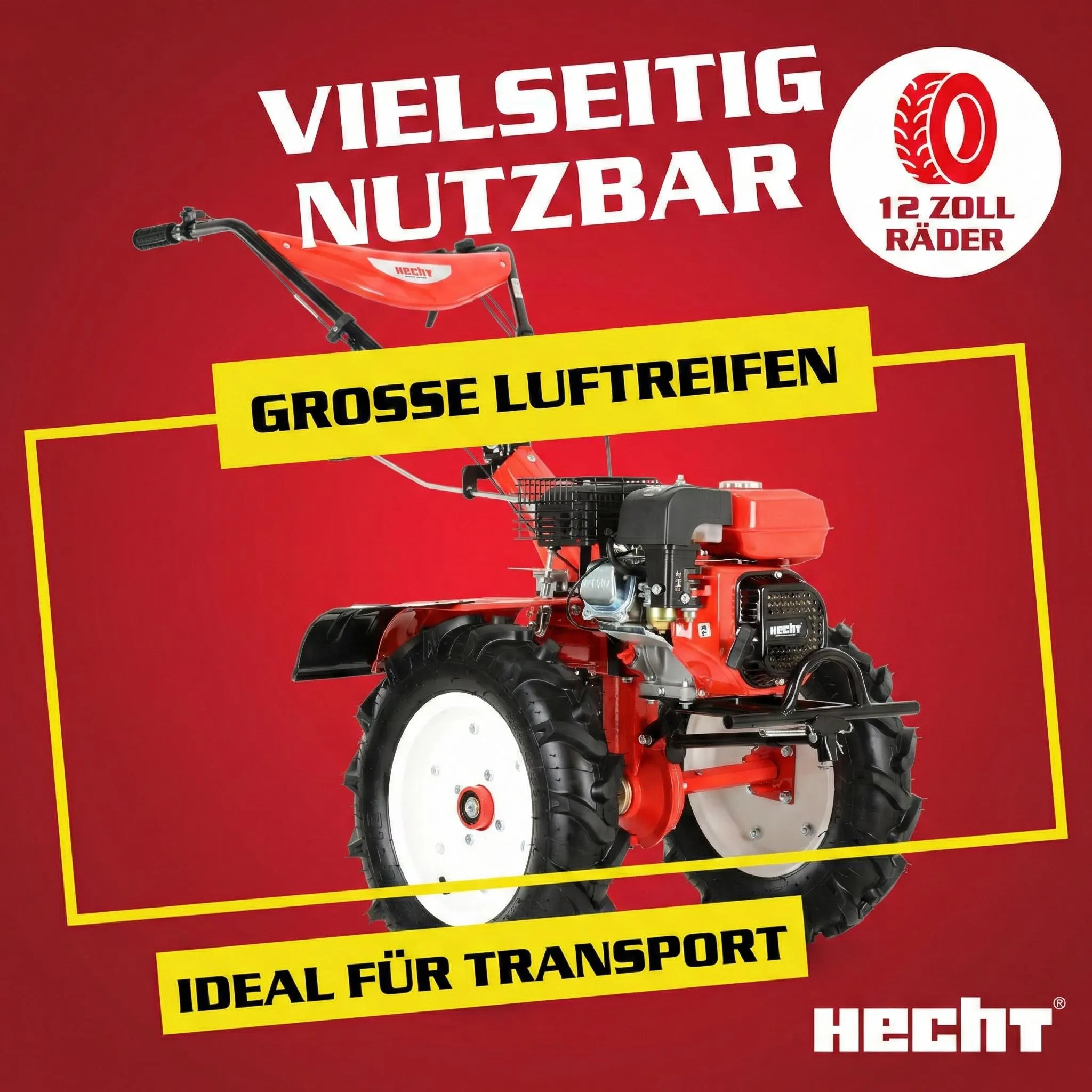 HECHT 7100 Motorhacke Benzin | mit Anhänger | Kupplung | Räder | 104 cm Arbeisbtreite | 7 PS – Bild 9