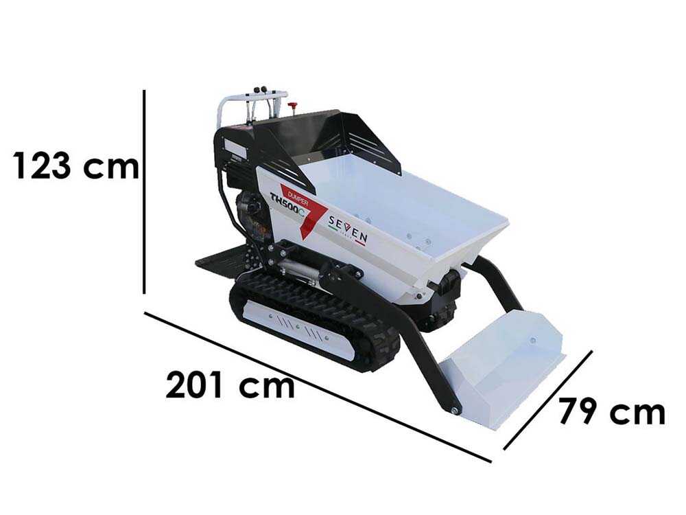 Diesel-Raupendumper Seven Italy TH500C KM178-E - Hydraulische Dumper Mulde 500 kg mit Ladeschaufel
