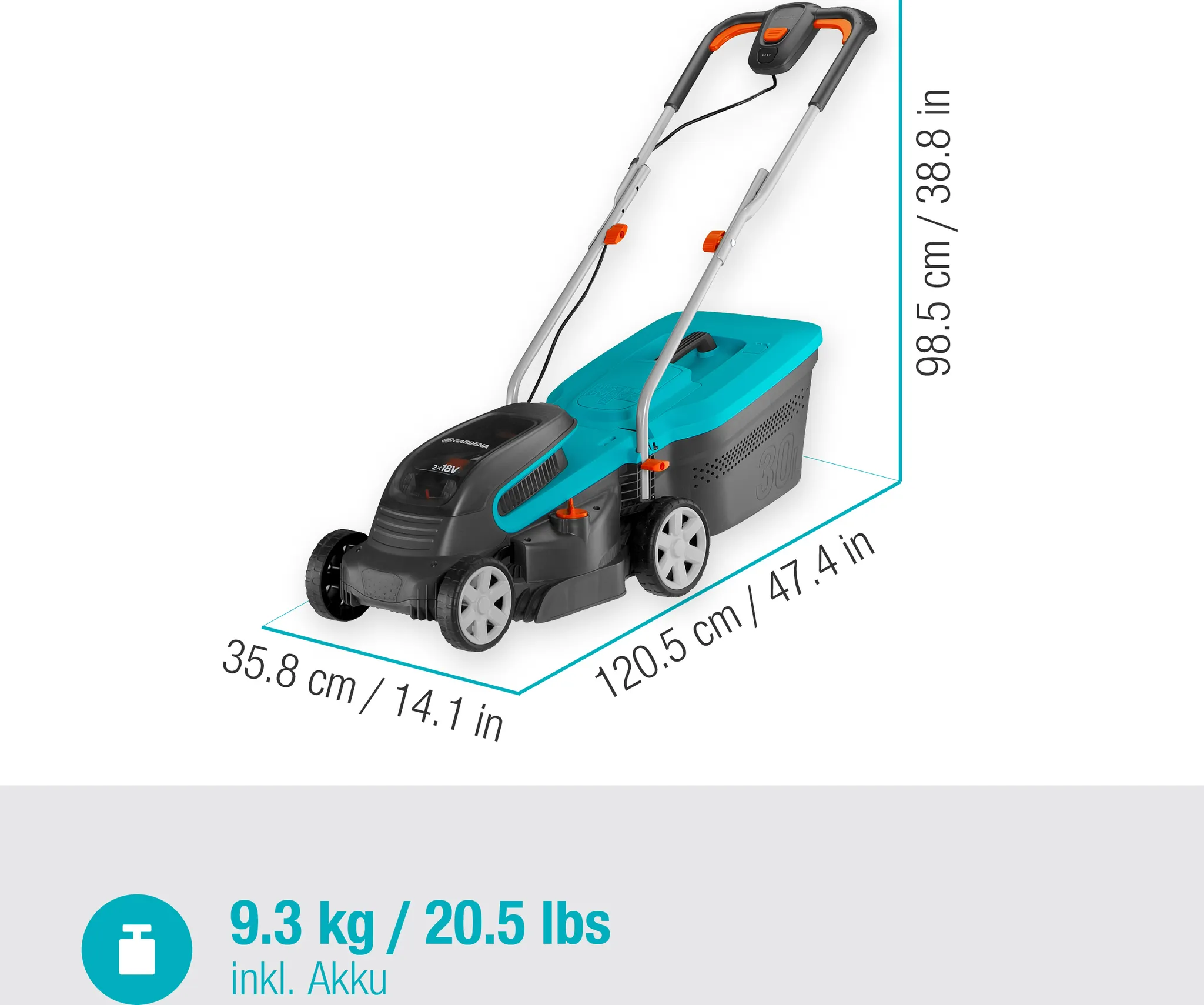 GARDENA Akku-Rasenmäher PowerMax 32/36V P4A Ready-To-Use Set 14621-20 – Bild 8