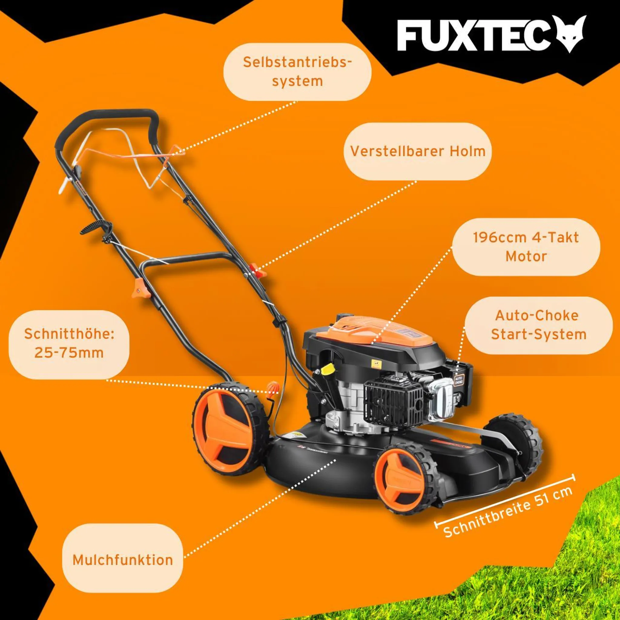 FUXTEC Benzin-Mulchmäher RM51SA – 6 PS – Bild 6