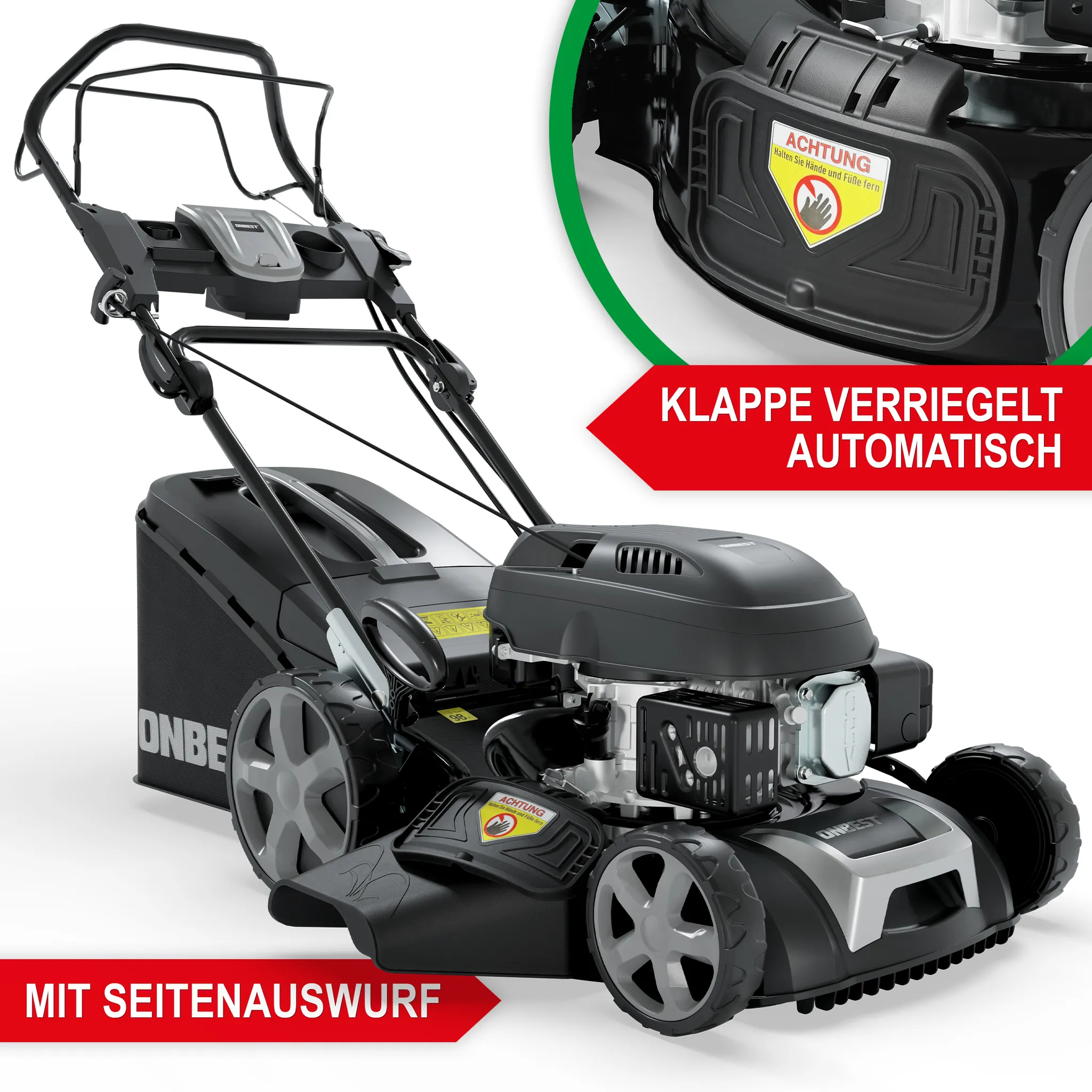 ONBEST TXC-3646 Rasenmäher Benzin | mit Antrieb | 46 cm Schnittbreite | 4,9 PS | Doppelmesser mit Sograd – Bild 10