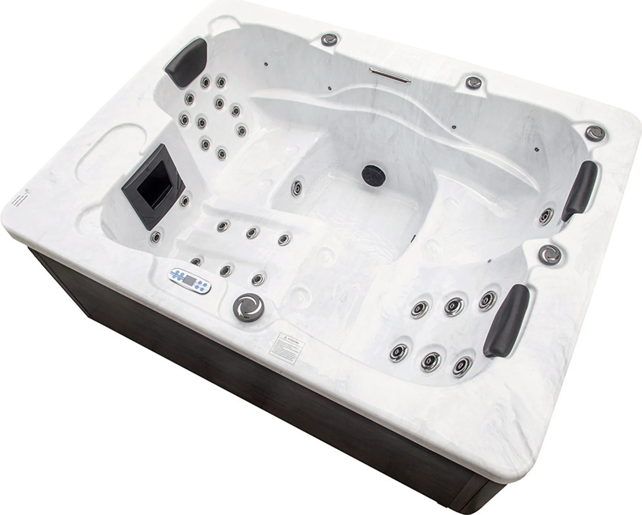 HOME DELUXE - Outdoor Whirlpool - WHITE MARBLE PURE - Maße: 210 x 160 x 85 cm - Inkl. Heizung, 27 Massagedüsen und 9 Lichtquellen I Außen Whirlpool Spa für 3 Personen – Bild 3