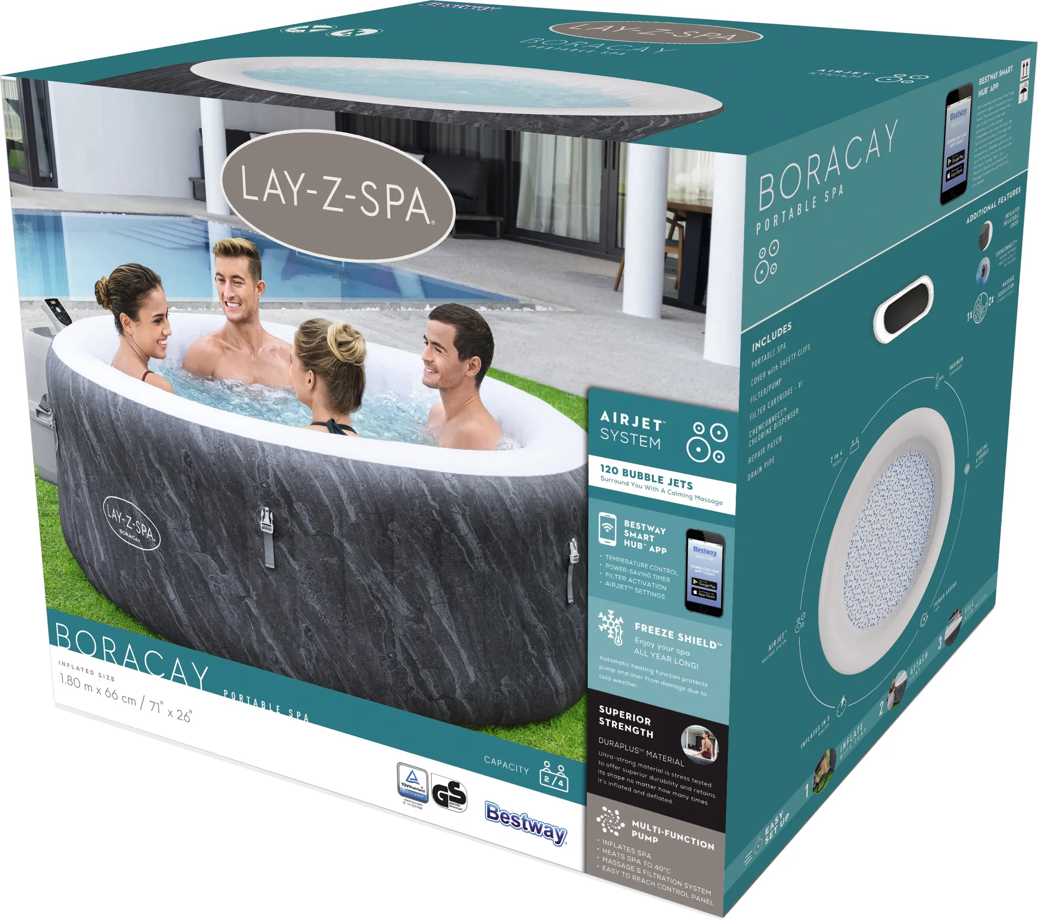 Bestway® LAY-Z-SPA® WLAN-Whirlpool Boracay AirJet™ Ø 180 x 66 cm, rund – Bild 3