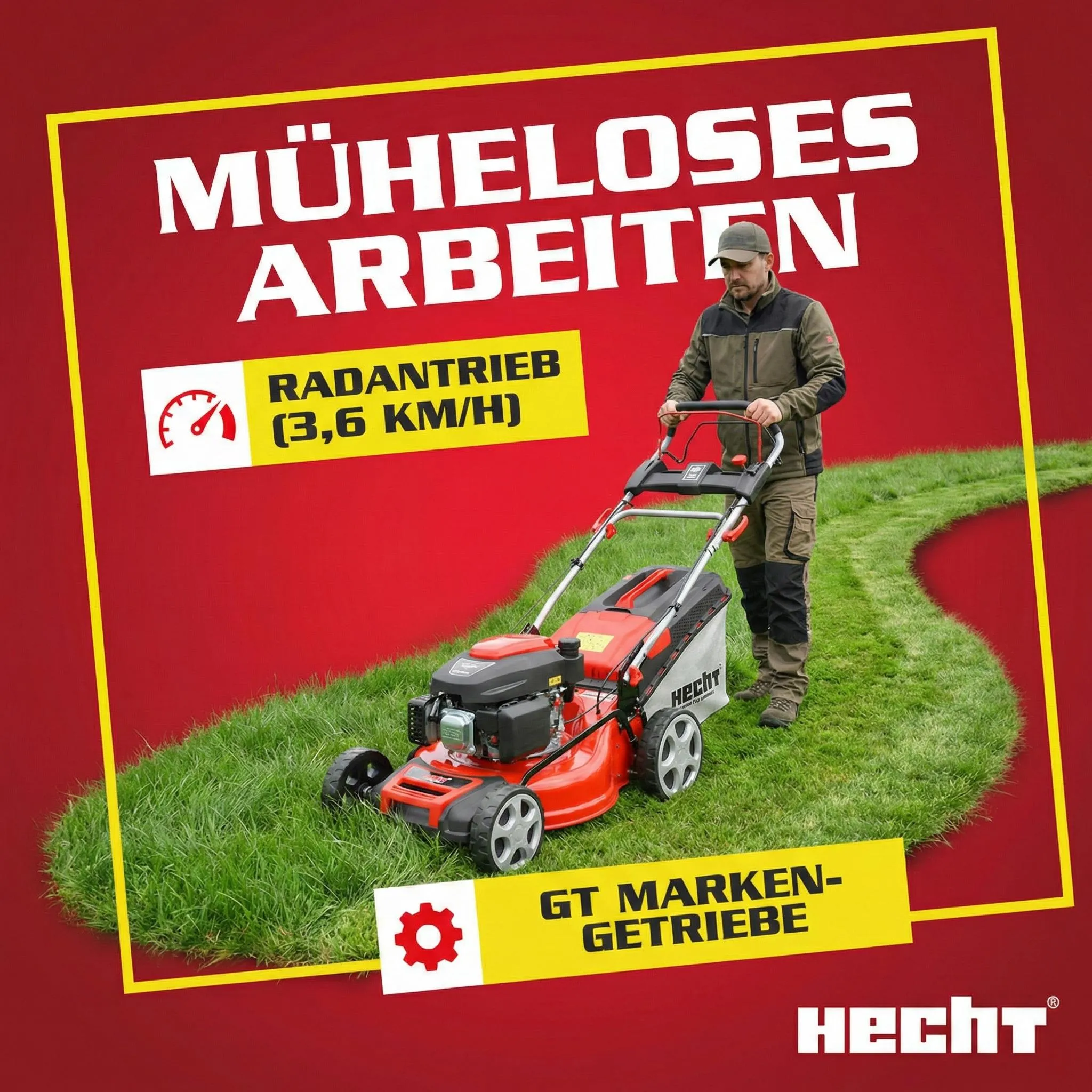 HECHT 551 SXE Rasenmäher Benzin mit Antrieb | 51 cm Schnittbreite | Elektrostart | 5in1 | 5,5 PS | Mulchkit – Bild 4