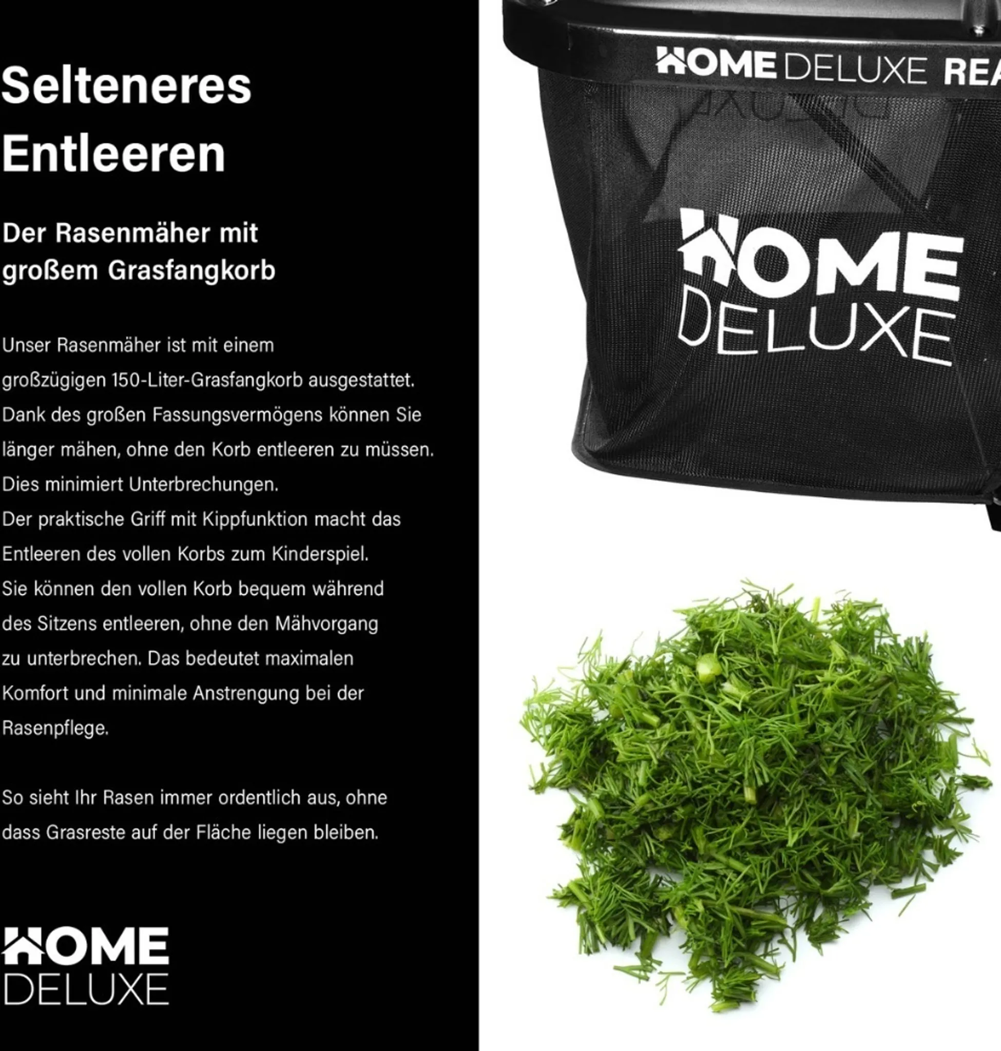 HOME DELUXE - Benzin Aufsitzrasenmäher - Reaper Schwarz - Motor Leistung 4,5 kW (6,5 PS) - 150 Liter Auffangkorb - 61 cm Schnittbreite und höhenverstellbar - Inkl. kompl. Zubehör – Bild 5