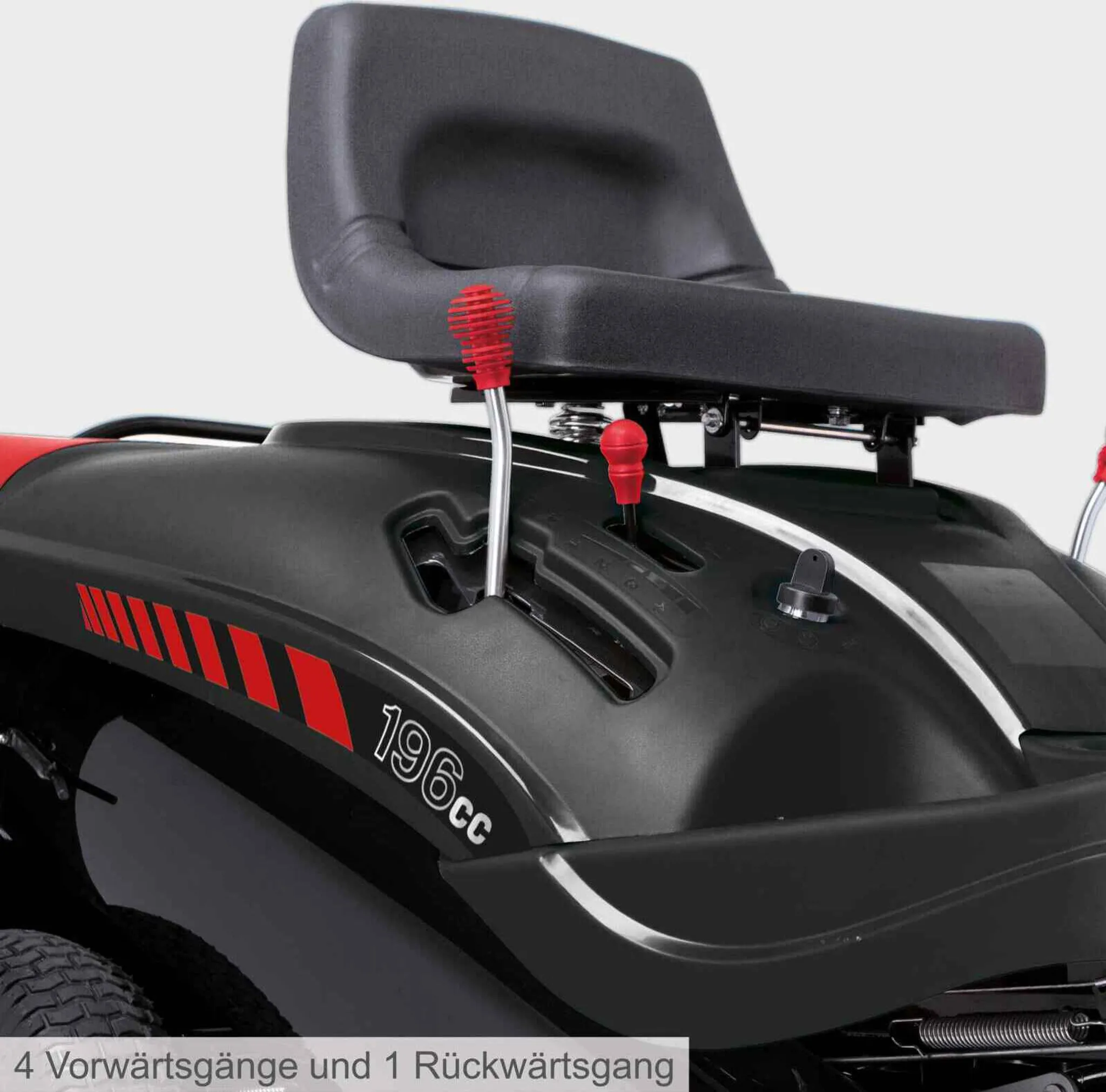 Scheppach Benzin Rasentraktor Aufsitzmäher MR196-61 | 6,5PS | Schnittbreite 61cm | 5 Höhenverstellung | E-Start | 150L | 4xVorwärts / 1xRückwärtsgang – Bild 5