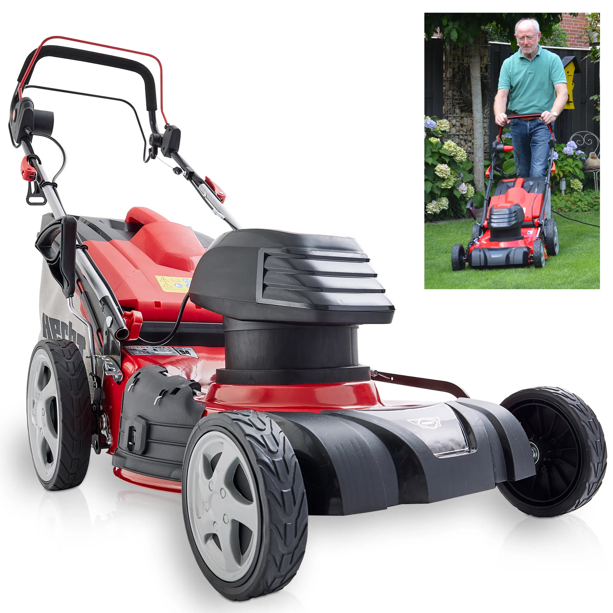 HECHT Rasenmäher Elektro mit Antrieb 1802 S | 46 cm Schnittbreite | 1800 W | 5in1 | Mulcher | 50 L Fangkorb | 3,3 km/h – Bild 4