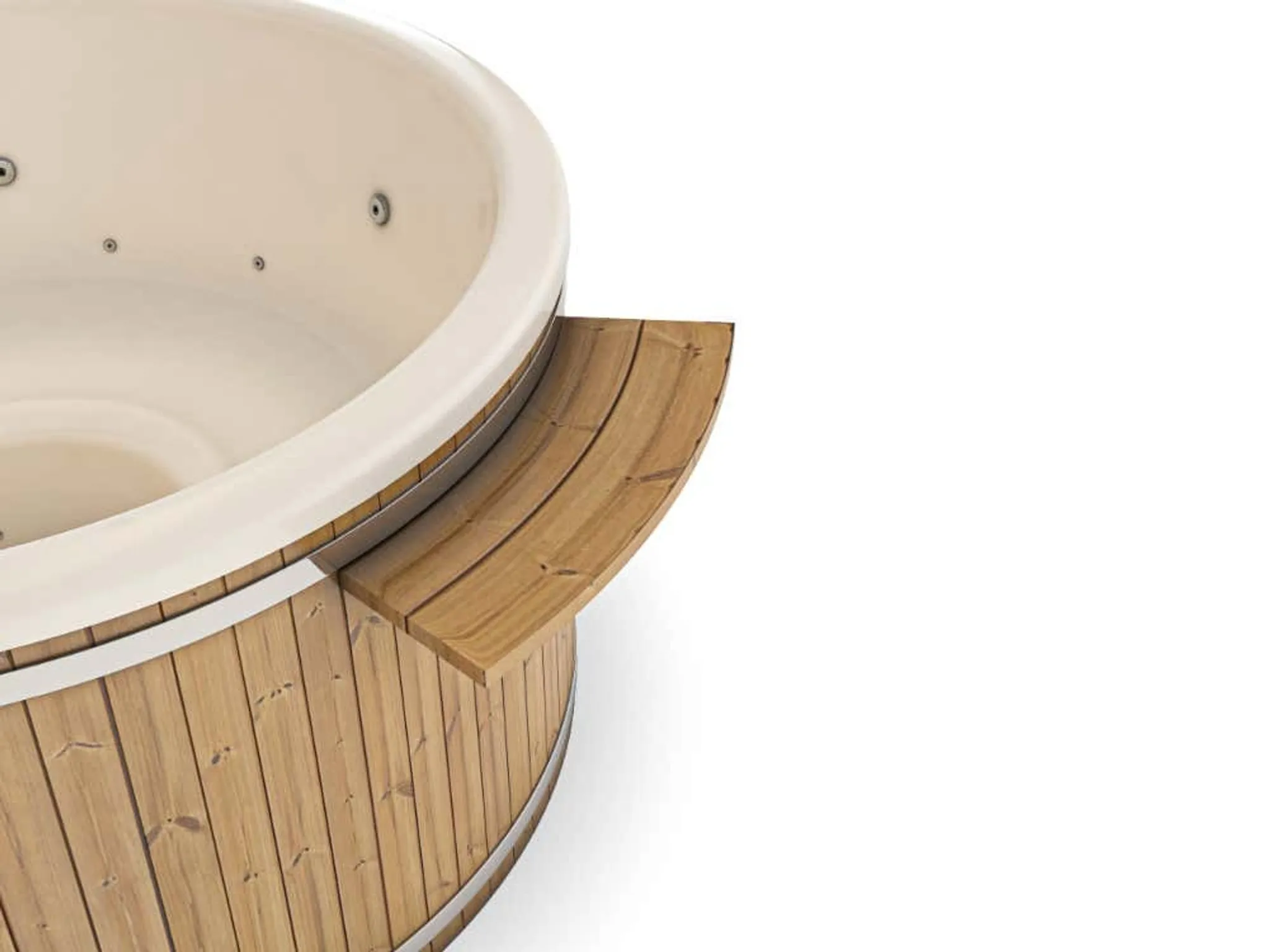 Finntherm Holz Badefass Stockholm aus Thermoholz, Whirlpool, Hot Tub Ø 180 cm, in Anthrazit, 8 Personen, inkl. Edelstahl-Ofen (30 kW), Schwimmbecken, Badebottich, Sprudelbad – Bild 6