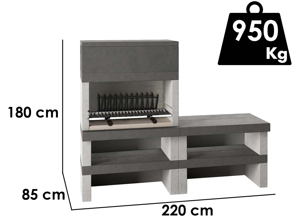 Edilmark KUBO.1 - Grillkamin Holz und Holzkohle - intere Feuerstelle, beidseitig nutzbare Bank/Ablagefläche